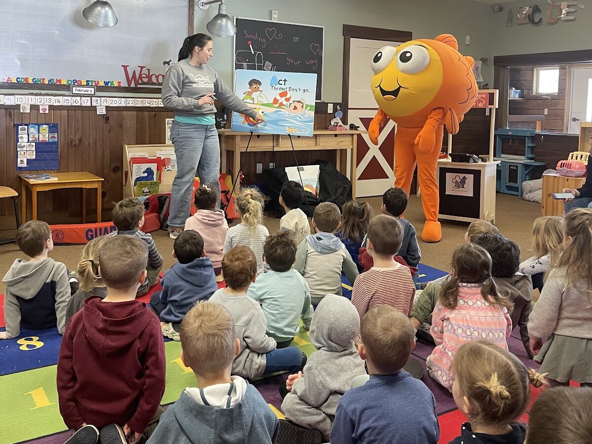 Bubbles the goldfish at Canterbury Creek Farm Preschool teaches swim safety.