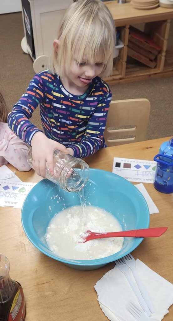 PJ and Waffle day is always a favorite. The students get to make their own yummy food while wearing their comfy pajamas!